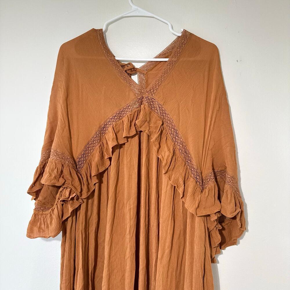 Free People Paradiso Maxi Dress Boho Ruffle Lace Button Front Cottagecore Small - Picture 5 of 9